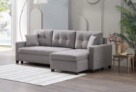 mocca dupont gray sectional sofa with queen size bed and storage